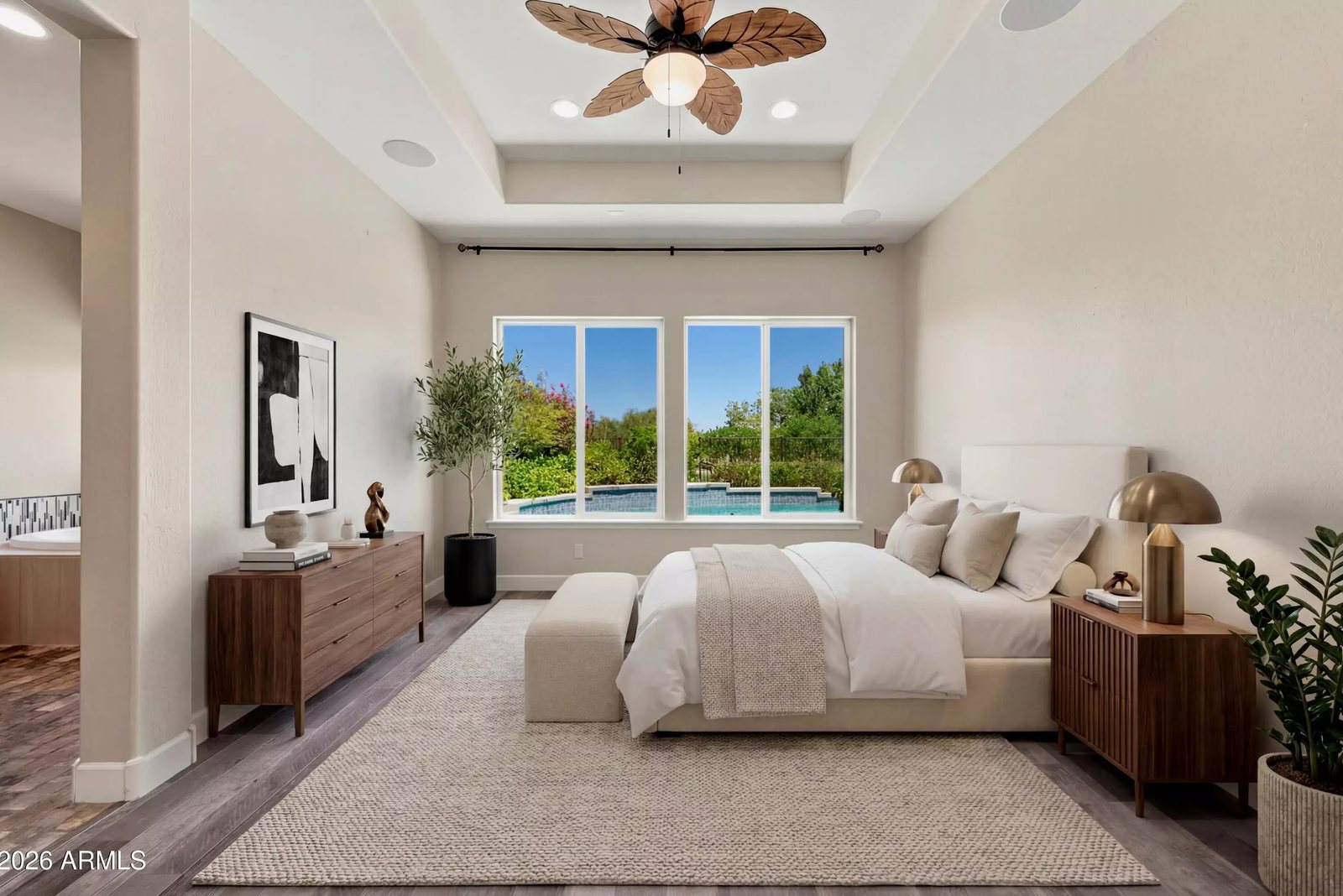 Primary bedroom with ceiling fan in a Litchfield Park, Arizona brokerage listing